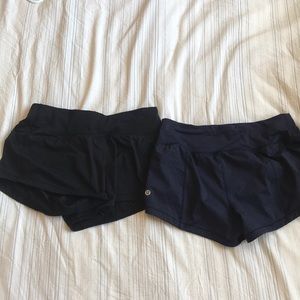 black and blue lululemon shorts